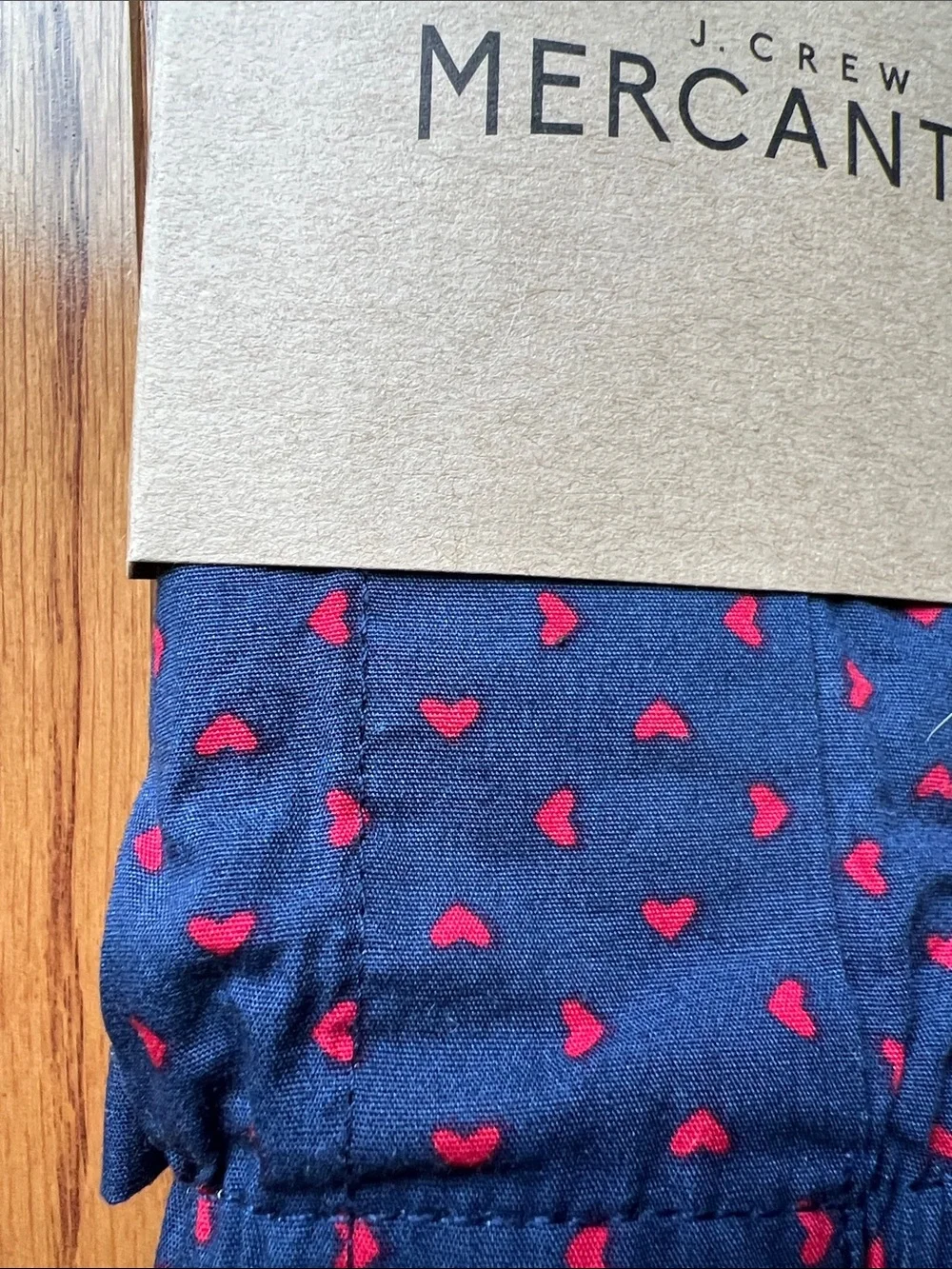 J. Crew Navy Boxer Briefs with Red Heart Pattern